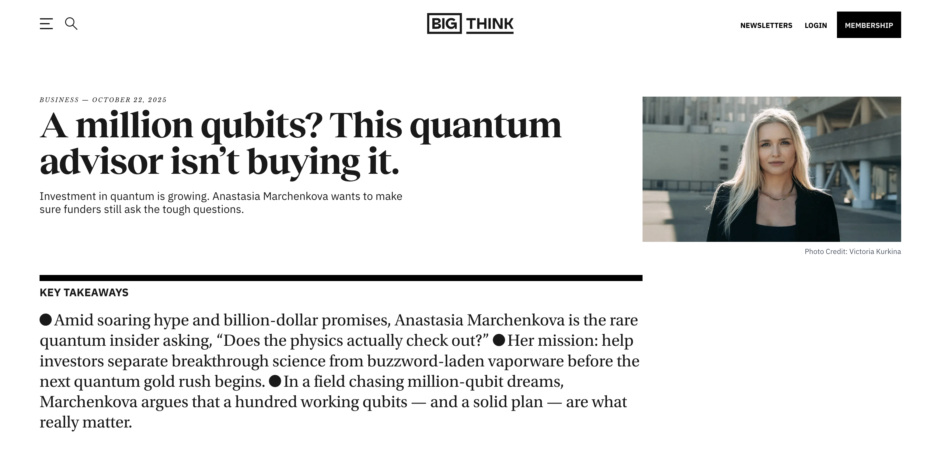 Big Think Interview: A million qubits? This quantum advisor isn't buying it